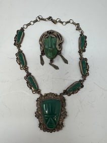 Taxco Sterling Totem Necklace and Broach