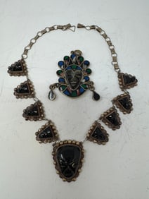 Taxco Sterling Totem Necklace and Pendant