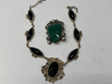 Mexican Sterling Totem Necklace and Pendant