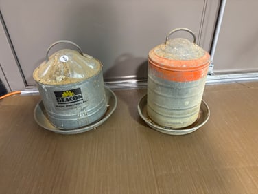 2 Galvanized Chicken Feeders