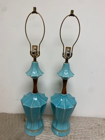 Pair of MCM Pottery Lamps