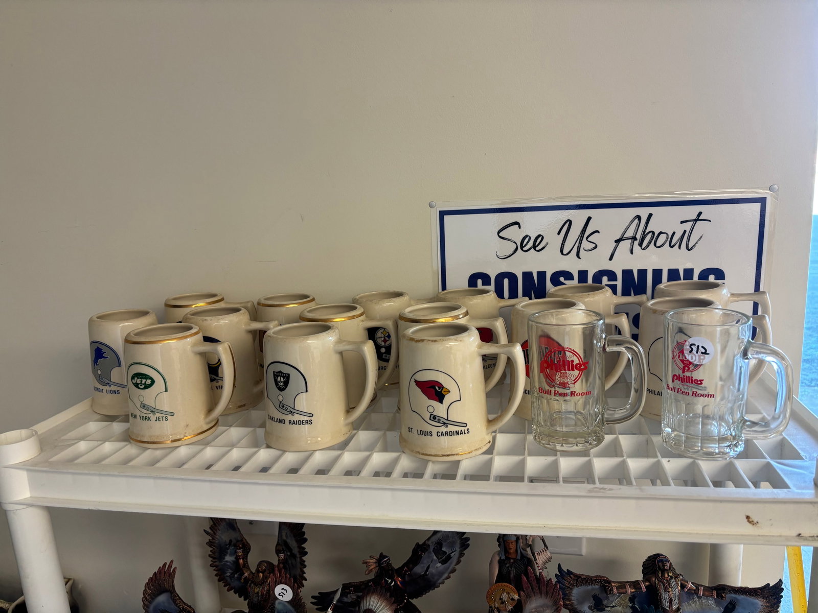 Vintage Sports Mugs: Largest 5" H.