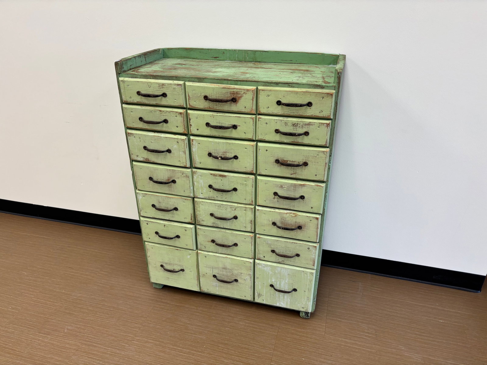 21 Drawer Antique Apothecary Cabinet: all drawers made from old wooden ammo crates, 44"x33"x16"