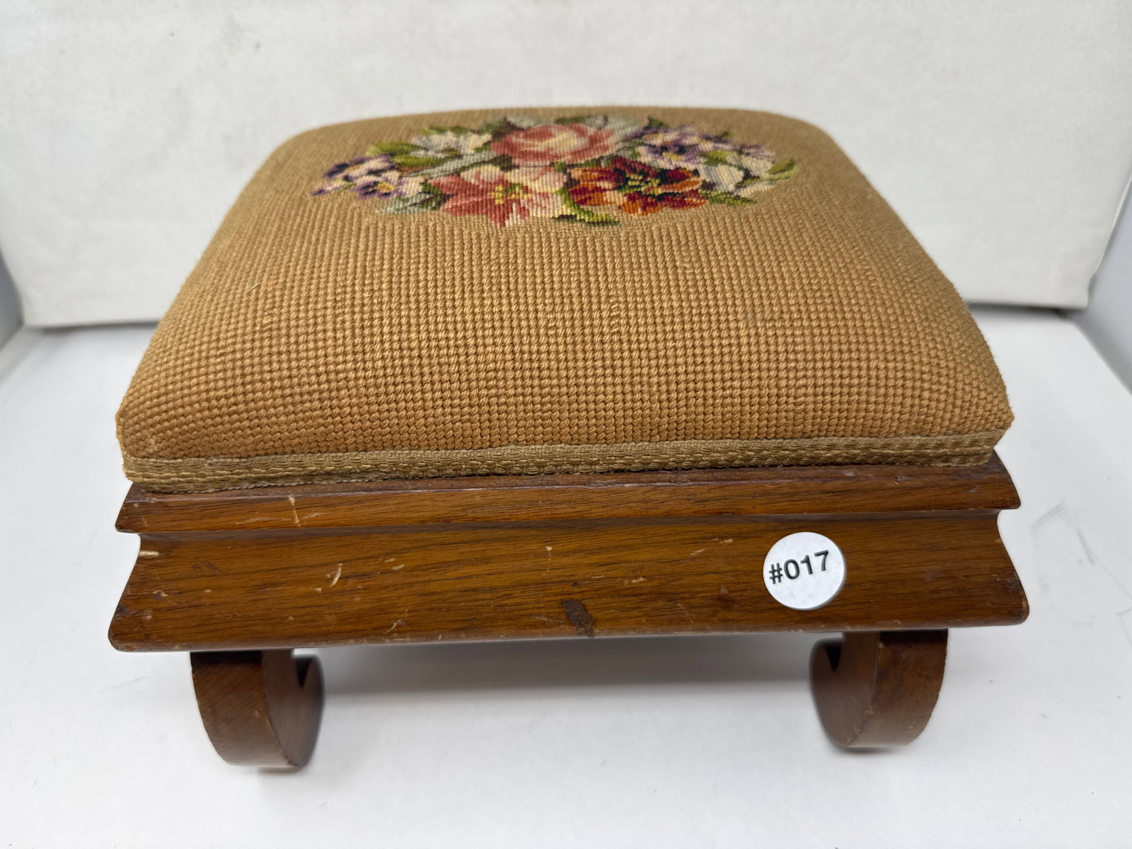 Empire Foot Stool: 8" x 11", has needle point top