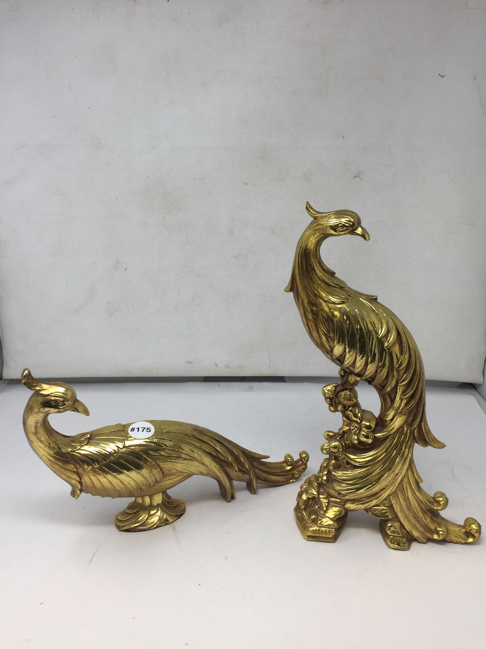 Syroco Gilt Wood Peacocks: has original labels, 13"H.
