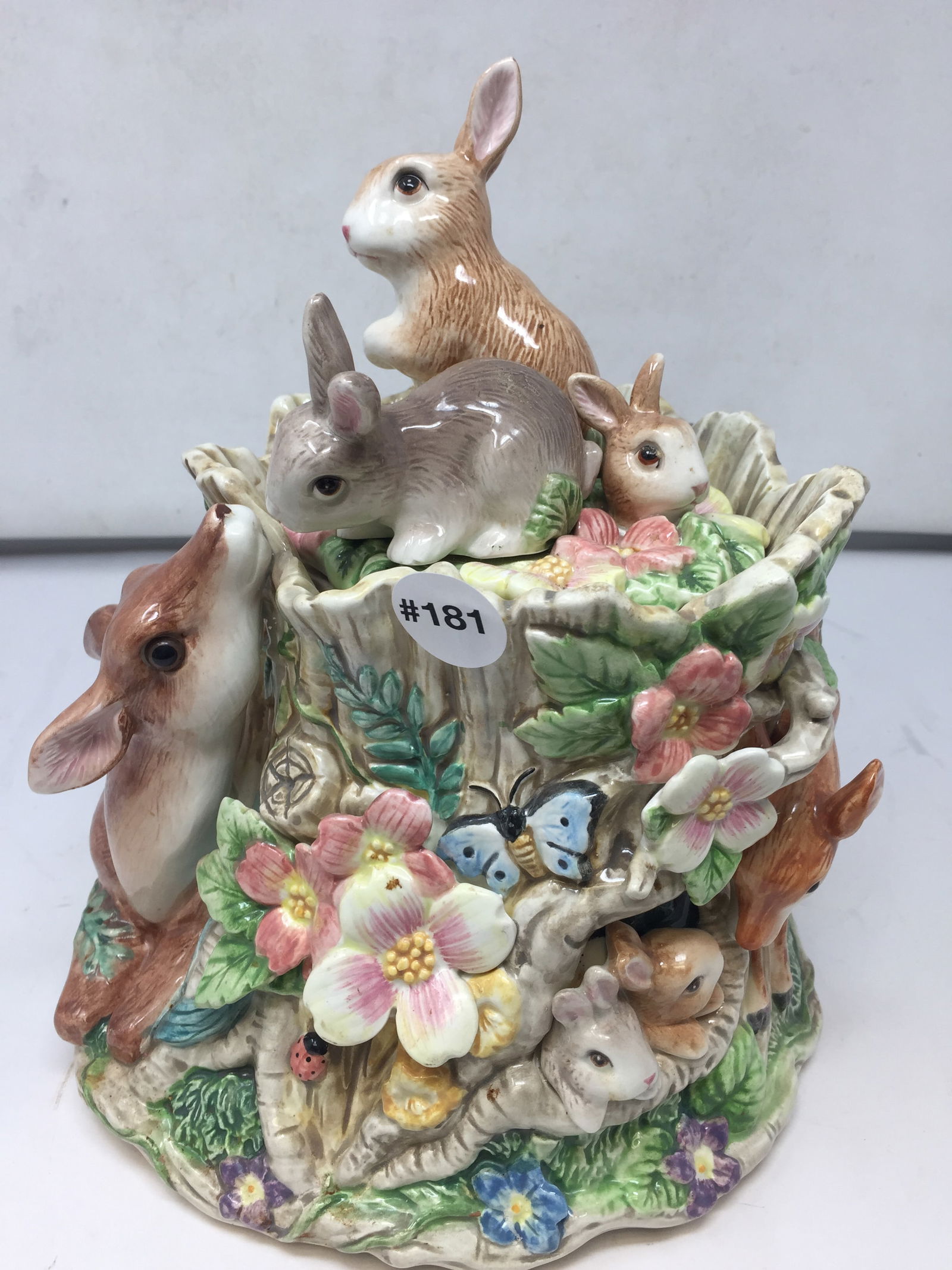 Fitz and Floyd Rabbit Lidded Cannister: 10"x9".