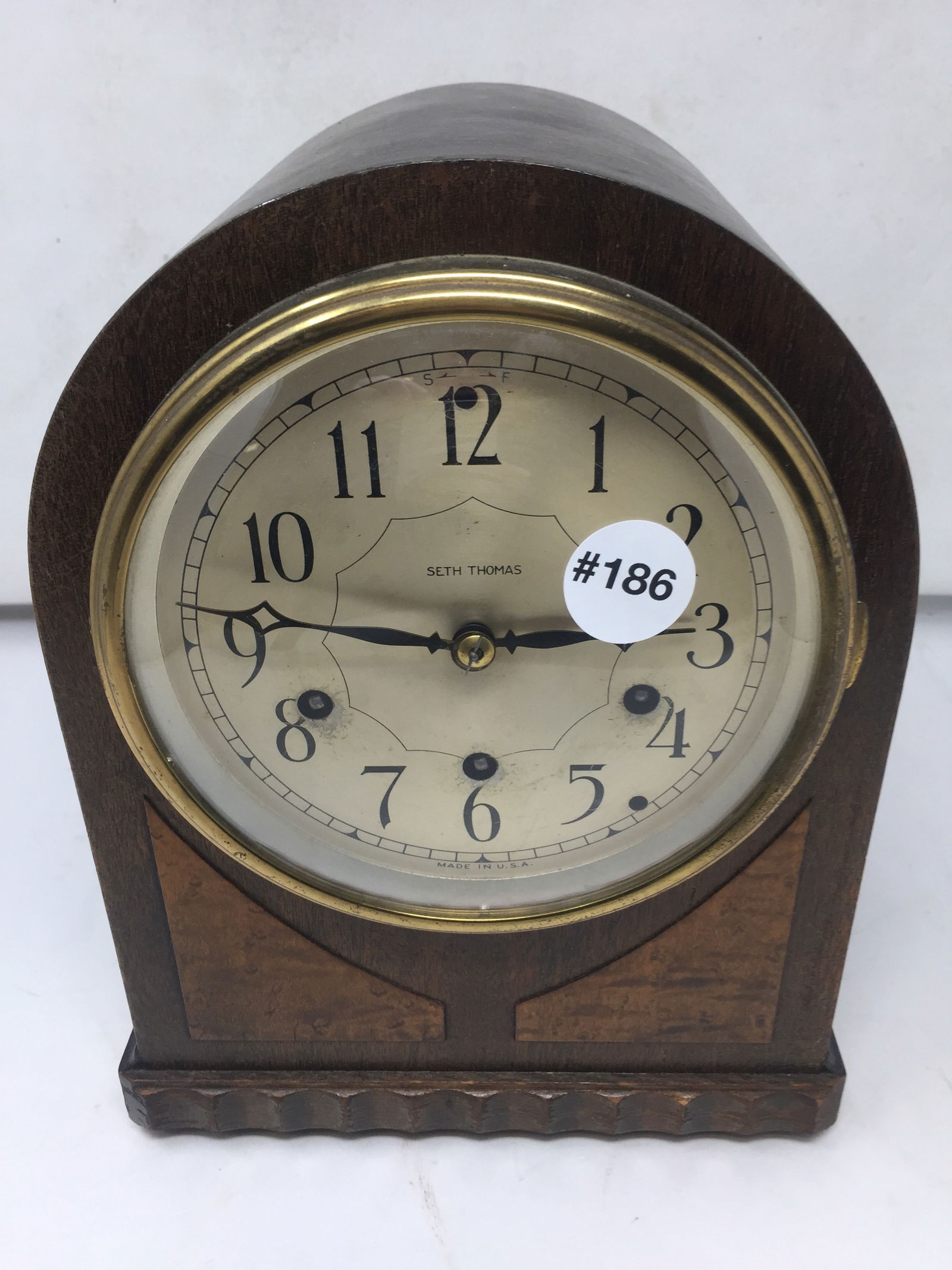 Seth Thomas Clock: inlay case, no. 124. 10"H.