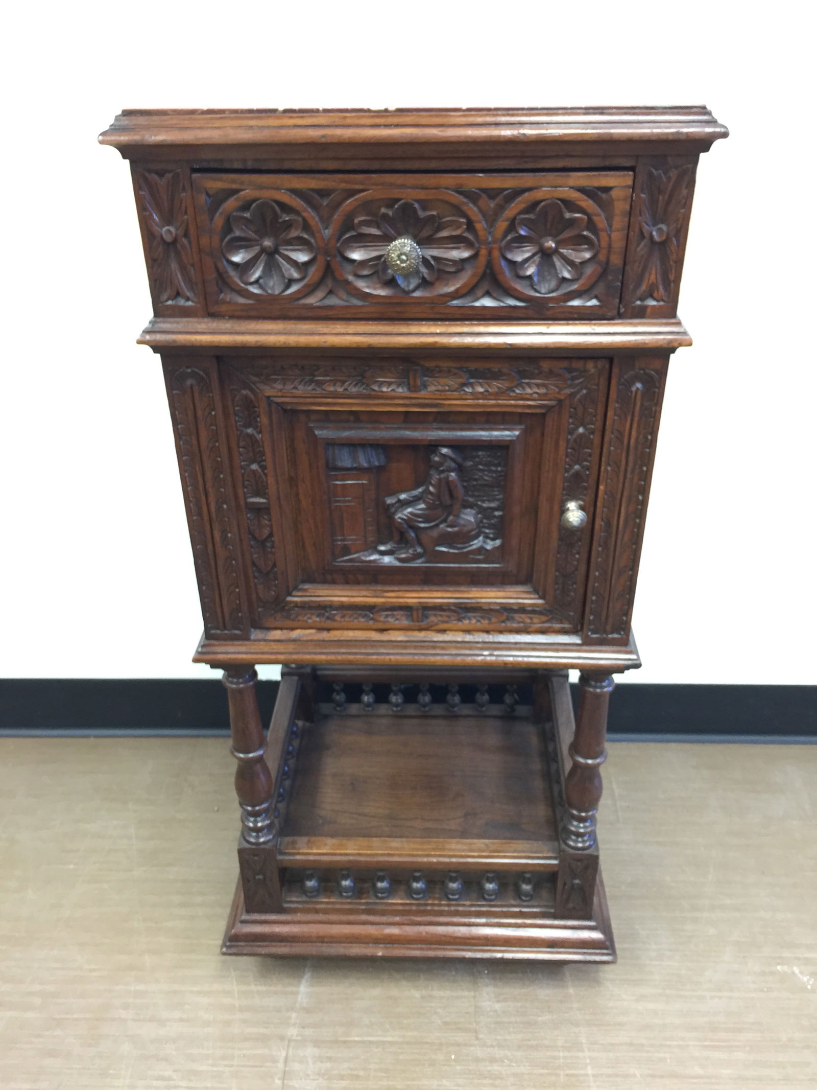 European Carved Antique Marble Top Smoking Stand (1 of 7)