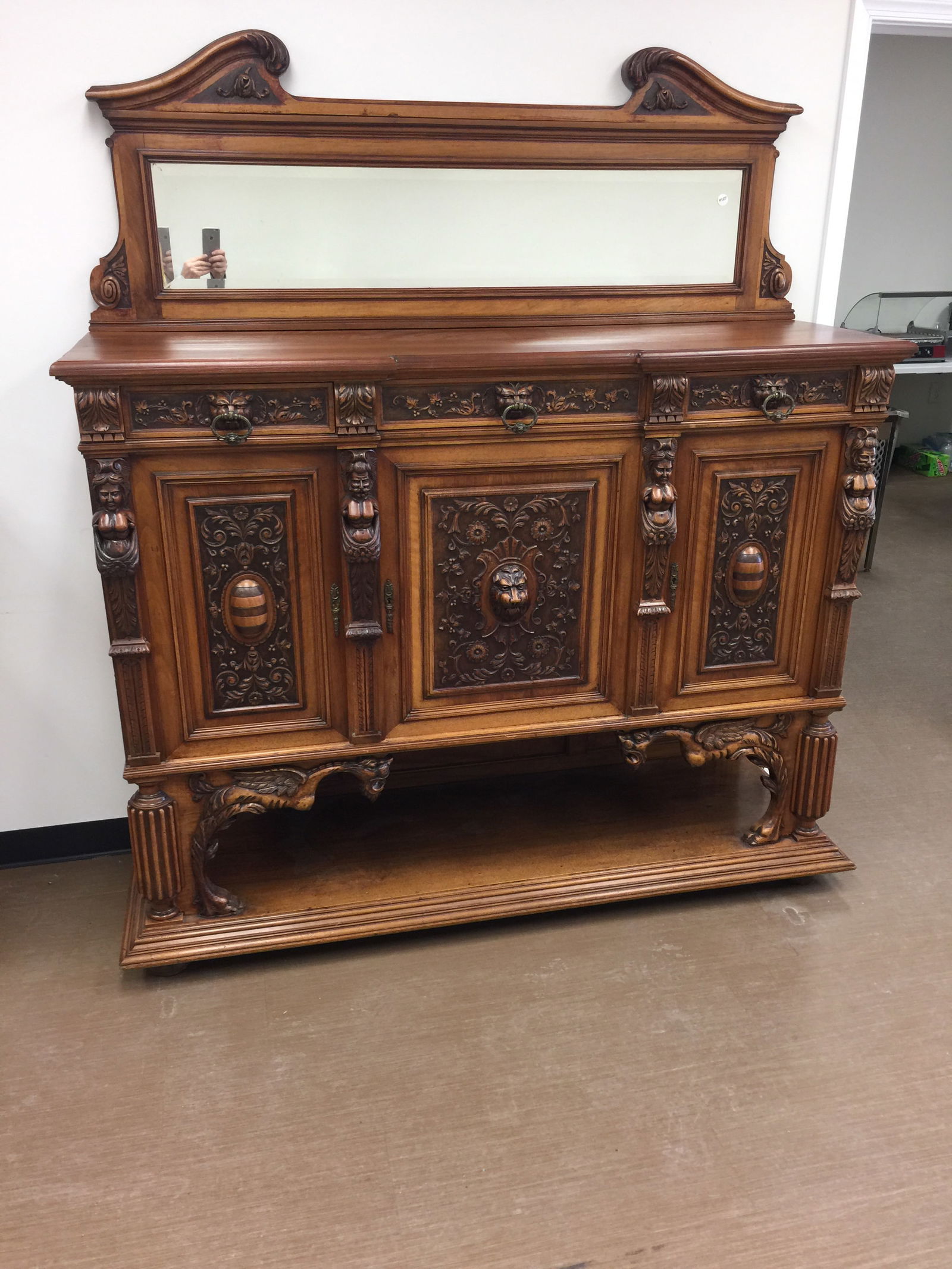 European Carved Antique Sideboard (1 of 12)