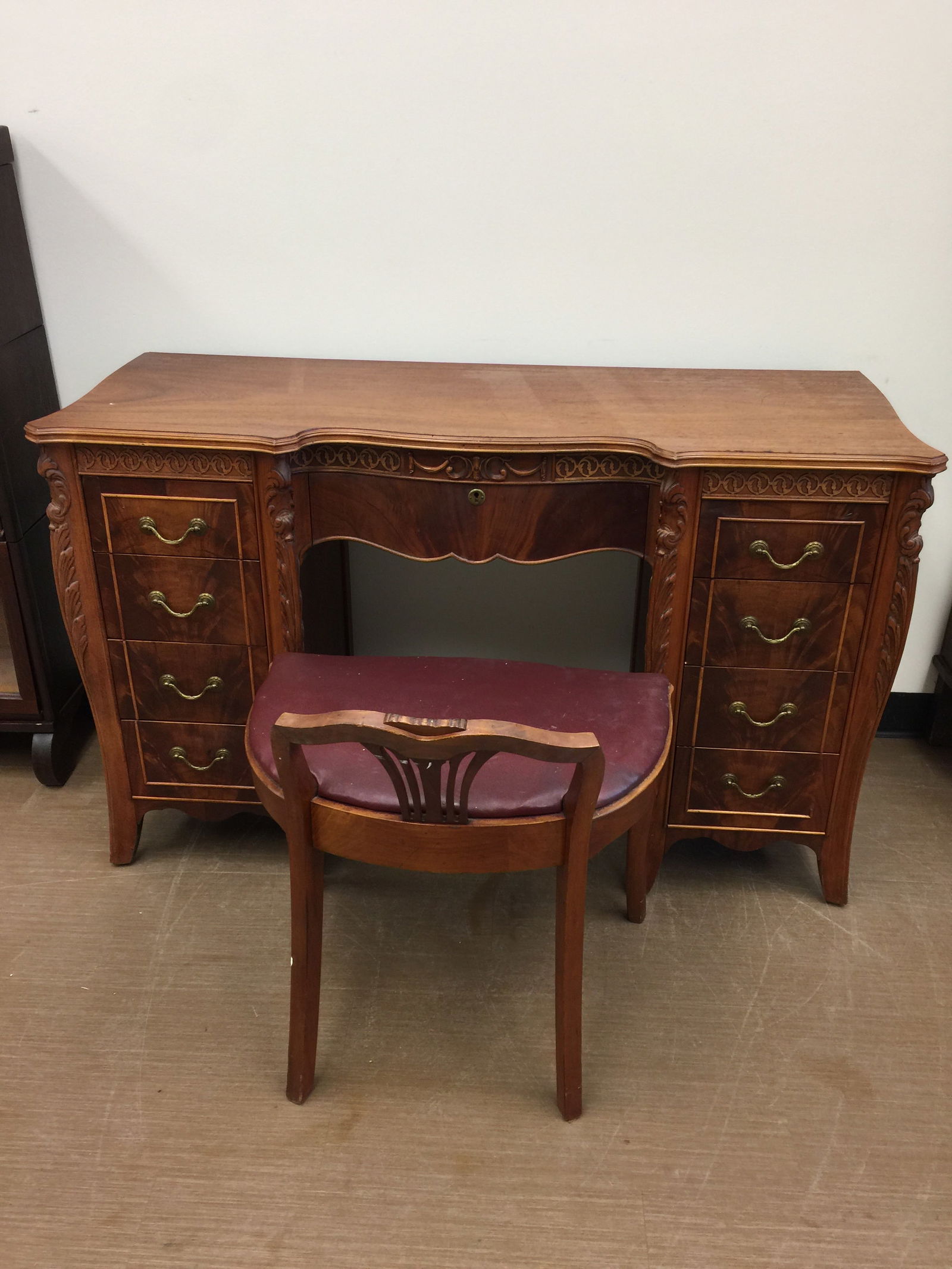 French Mahogany Vanity with Stool (1 of 7)