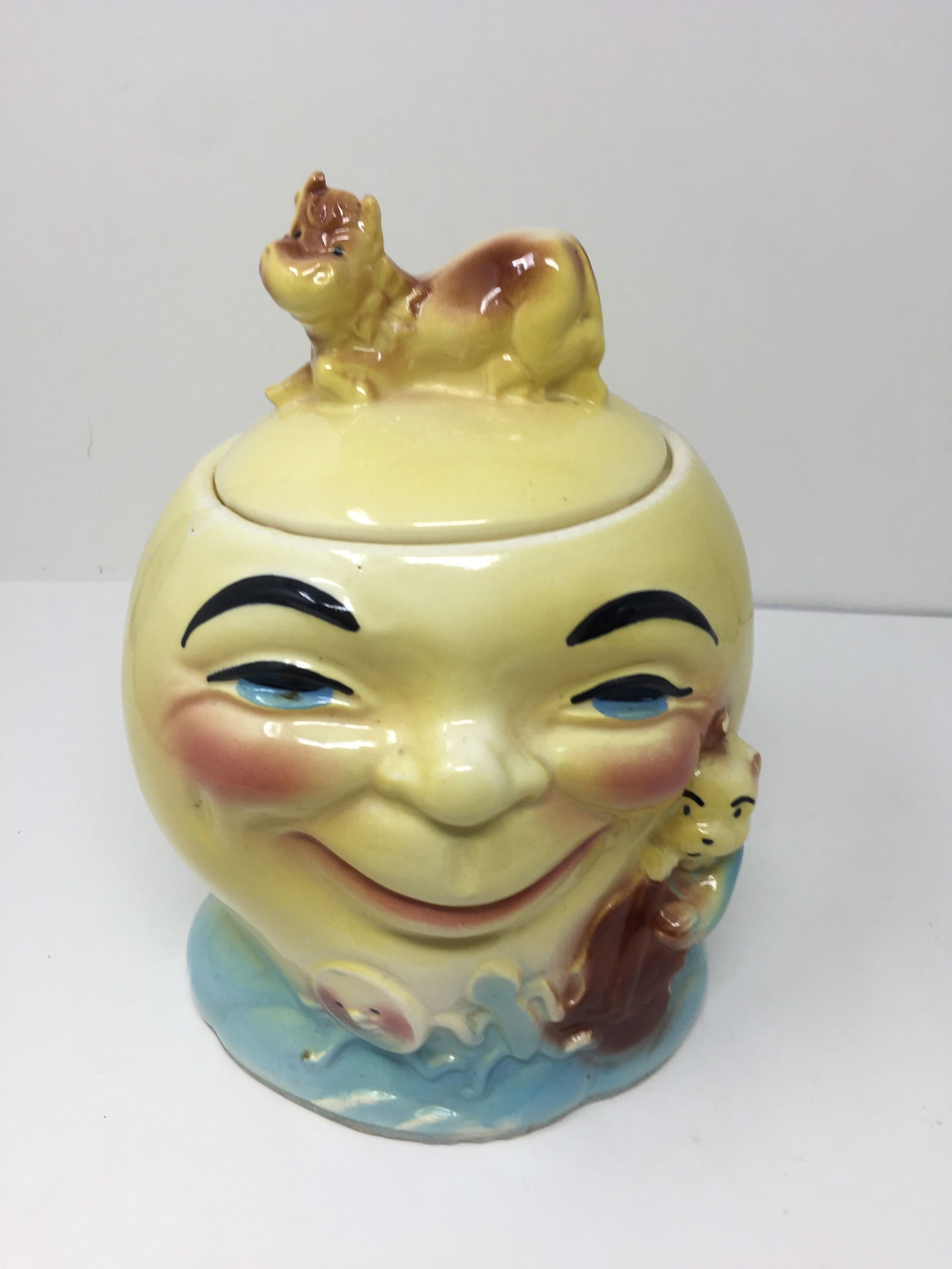 RRP & Co Man Jumped Over the Moon Cookie Jar: 11" x 8", signed on bottom No. 317`