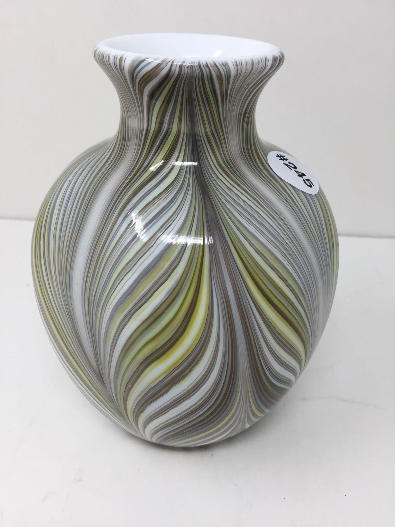 Fenton Artist Signed Feather Off Hand Vase (1 of 4)