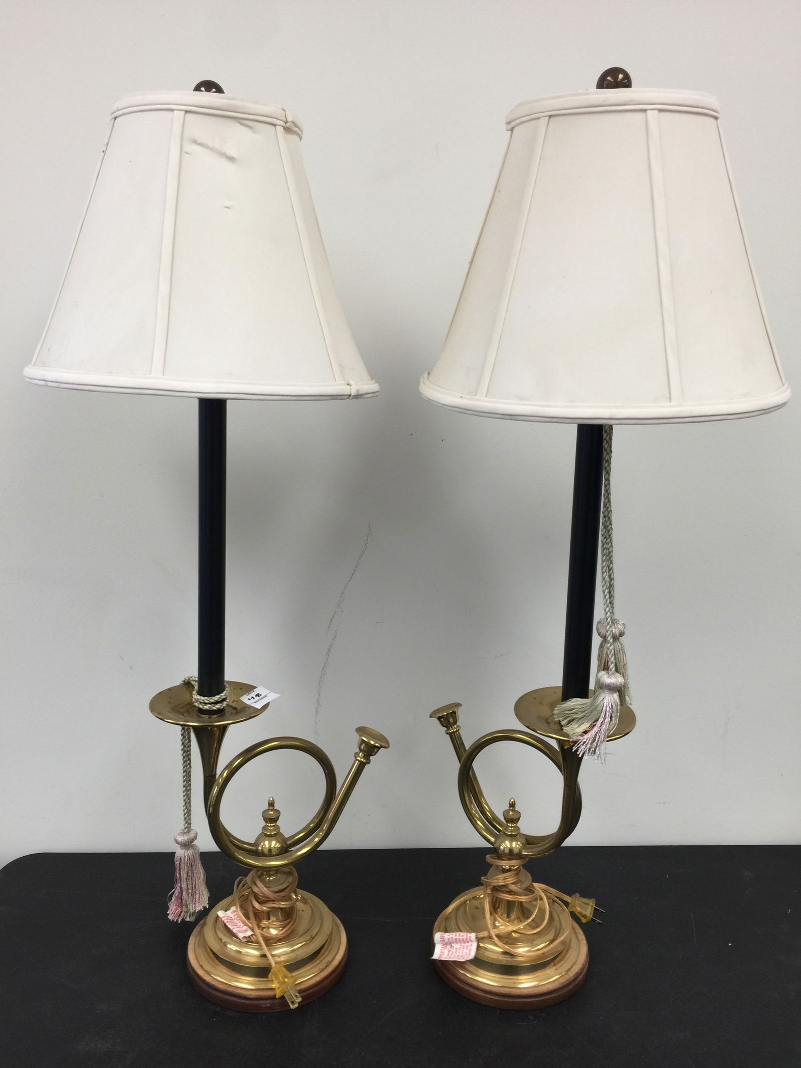 Pair of Bugle Horn Brass Lamps (1 of 4)