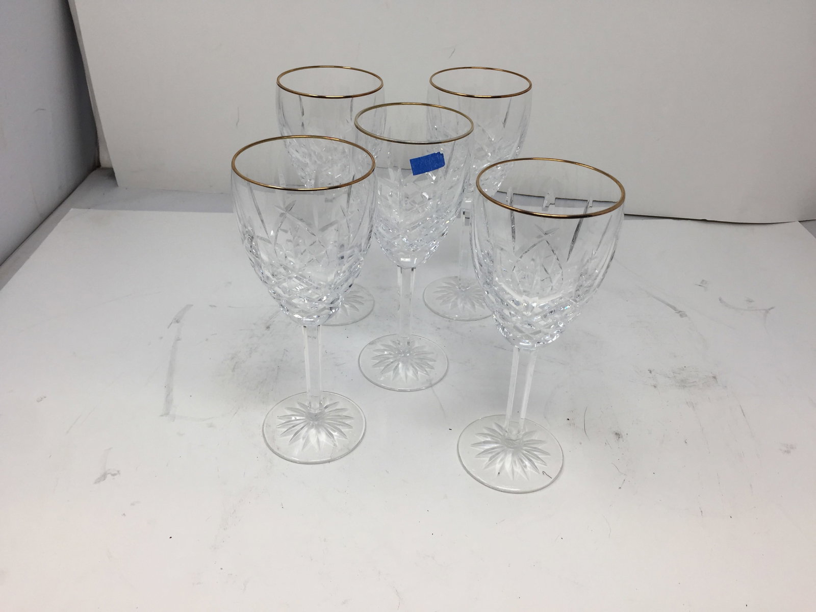 5 Waterford Golden Araglin Wine Stems: 7.5" H.