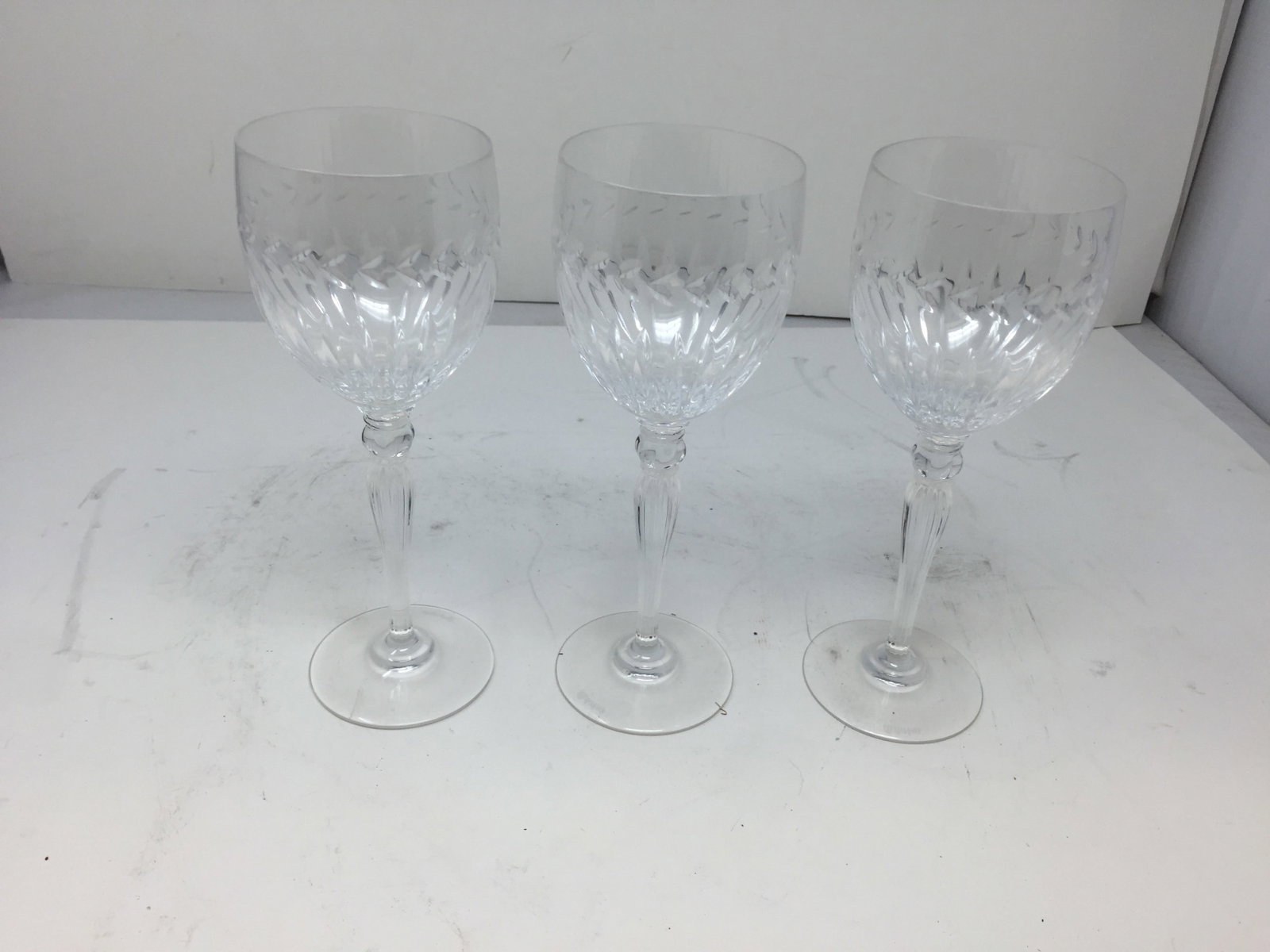 3 Waterford Newberry Wine Glasses: 8" H