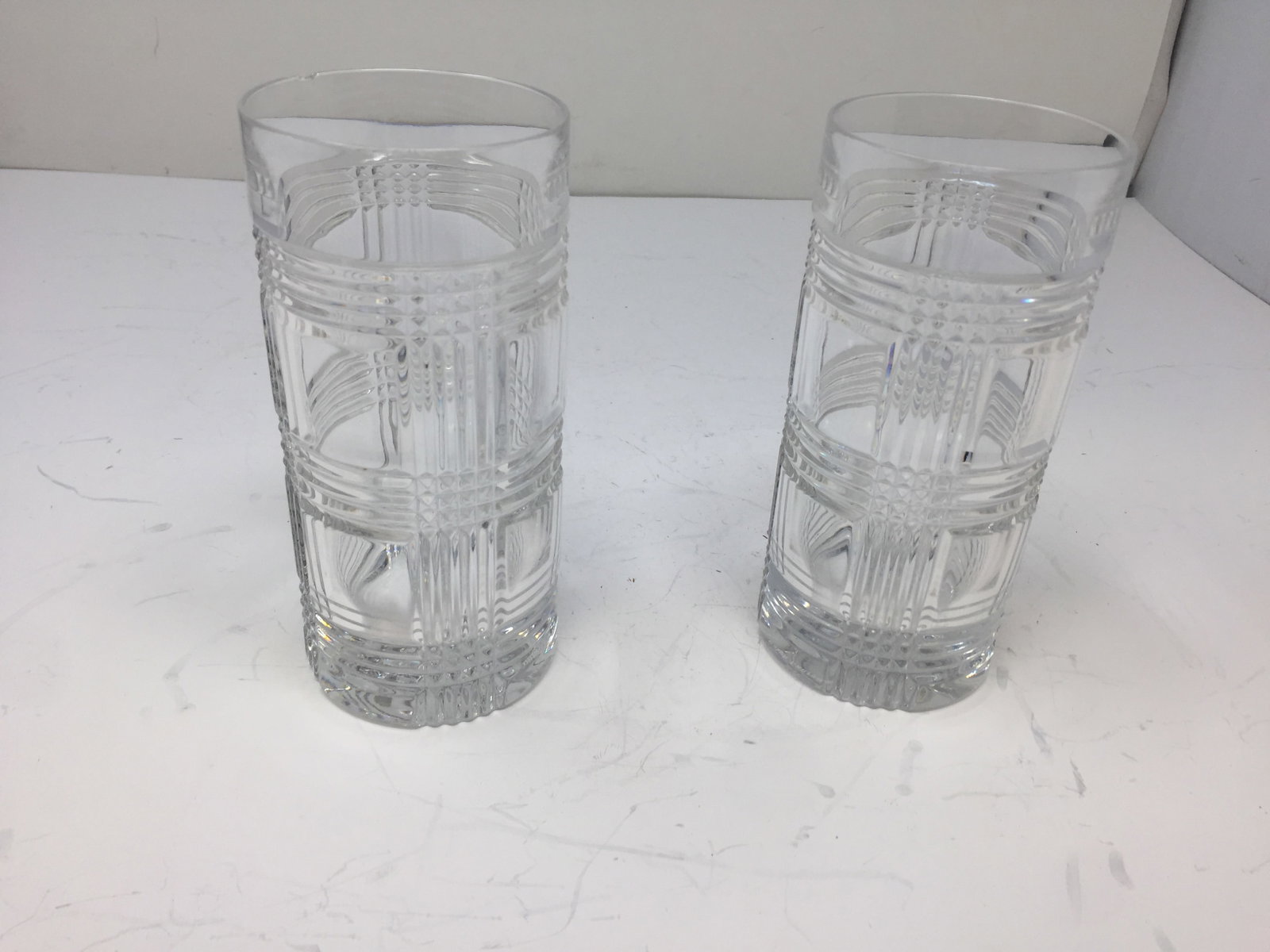 (2) Ralph Luaren Glen Plaid High Ball Tumblers: 6.25"H.