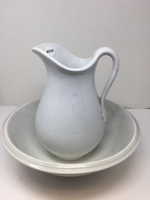 White Ironstone Pitcher and Bowl