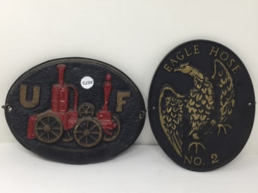 Vintage Cast Iron Firehouse Plaques