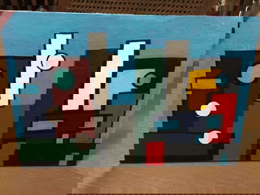 Signed Outsider Art Geometric Painting