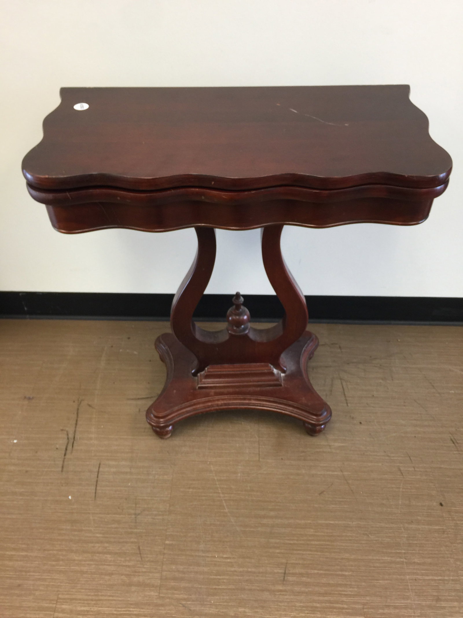 Mahogany Games Table: 30" x 26" x 14", has swivel flip top