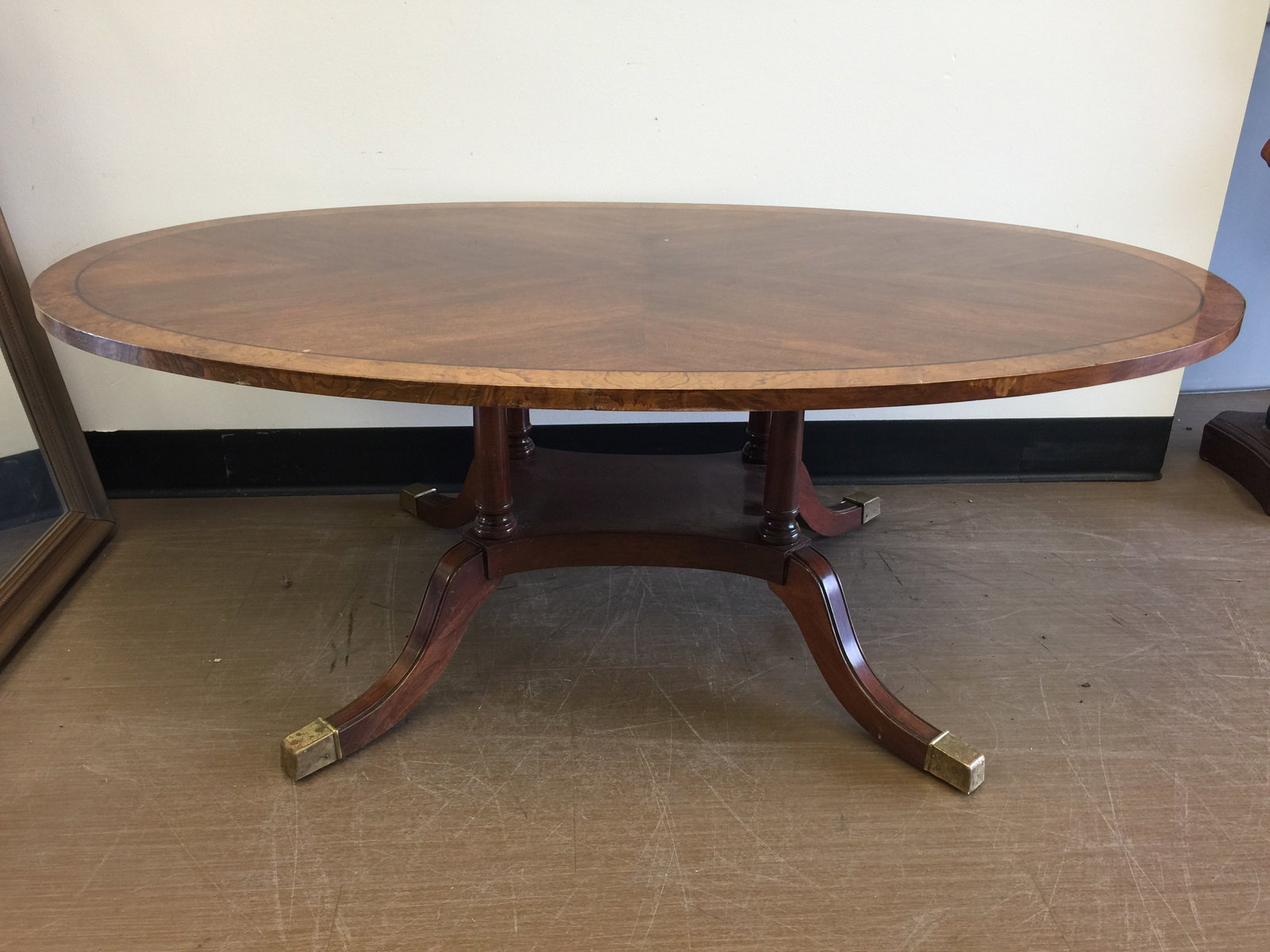 Mahogany Coffee Table with Band Inlay: 17" x 48" x 28"