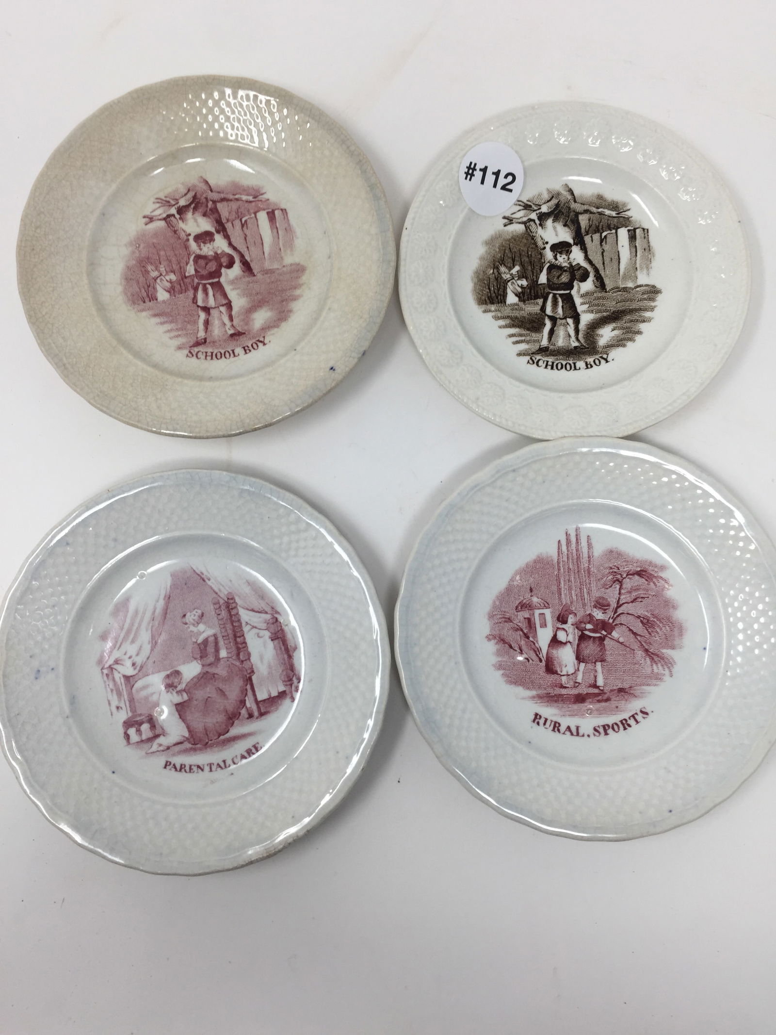 (4) Stafforshire Childs Plates: 5.5"W.