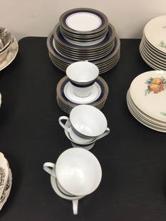 Noritake Crestwood Cobalt Platinum China: includes six 10.5" dinner plates, six 8.25" salad plates and more.