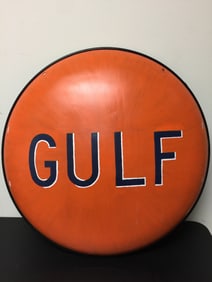 Vintage Gulf Metal Button Sign