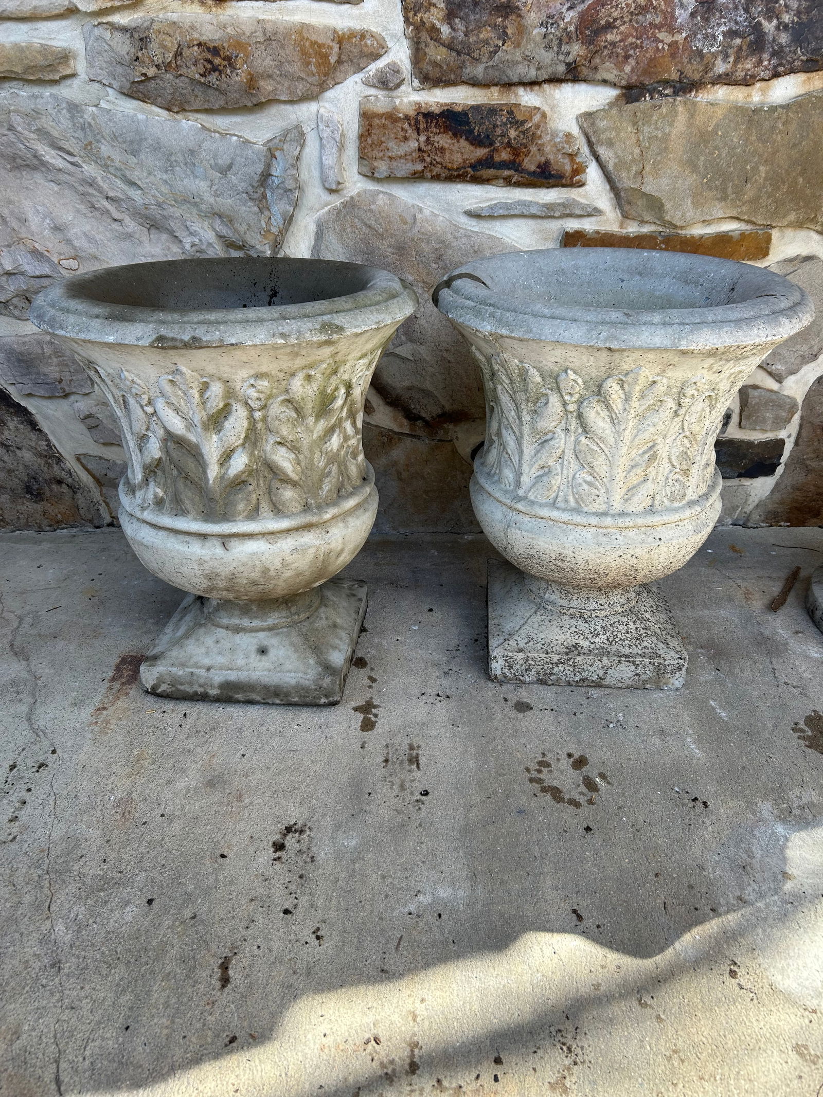 Pair of Concrete Urns: 20" x 16"