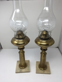 Pair of Signed Banquet Lamps