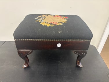 Antique Needlepoint Footstool