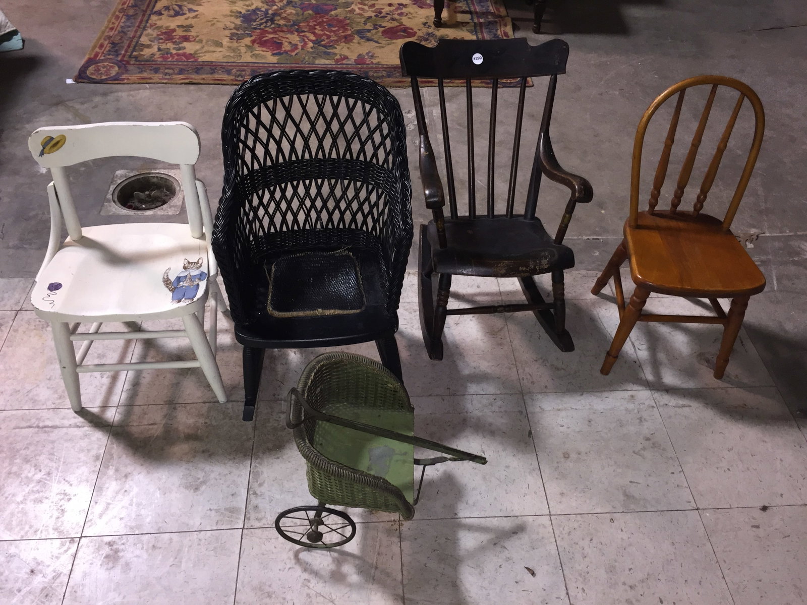 Childs Furniture Lot: painted rocker 24"H.