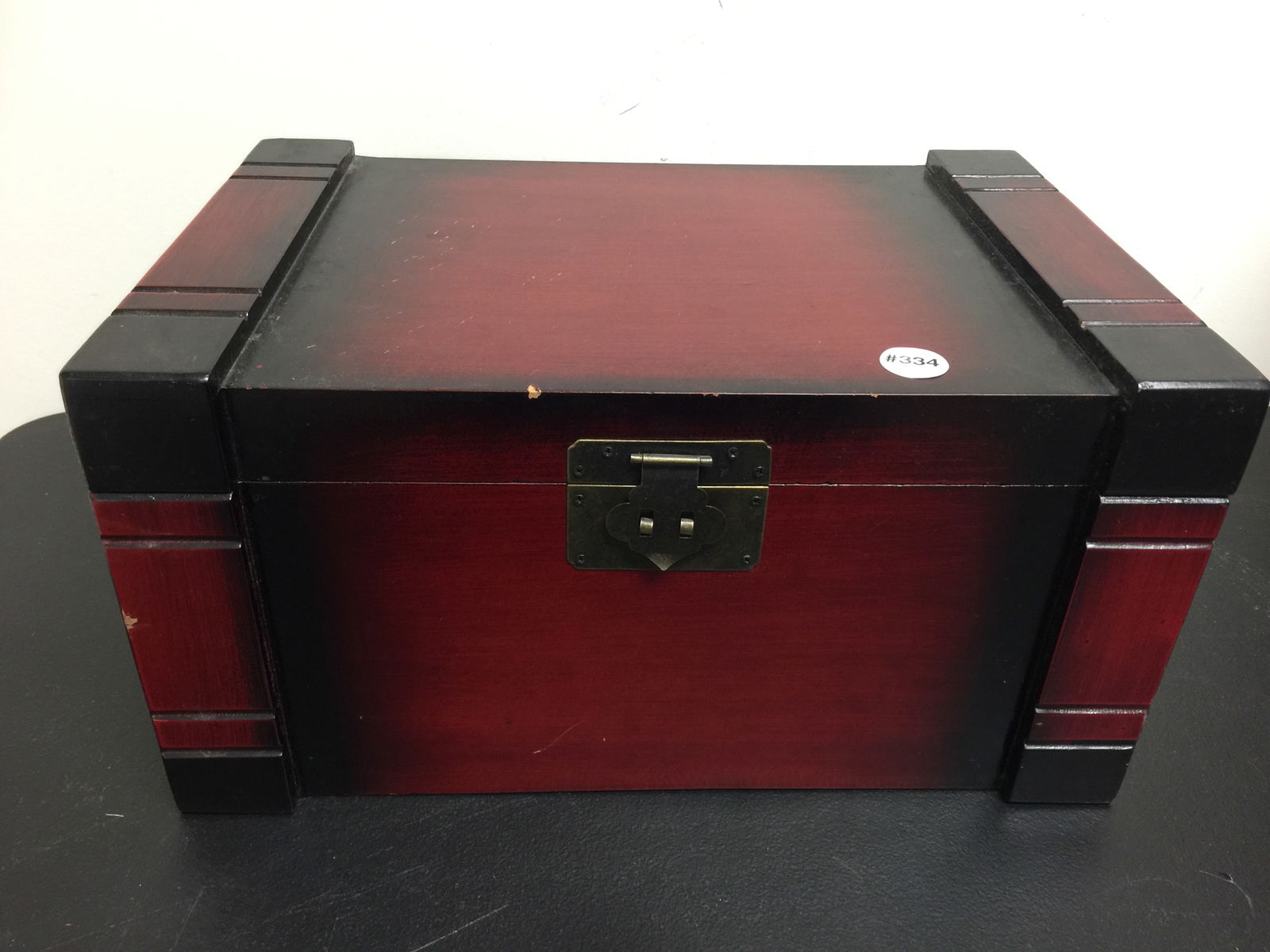 Asian Decorated Box: 9" x 16" x 11". wooden.