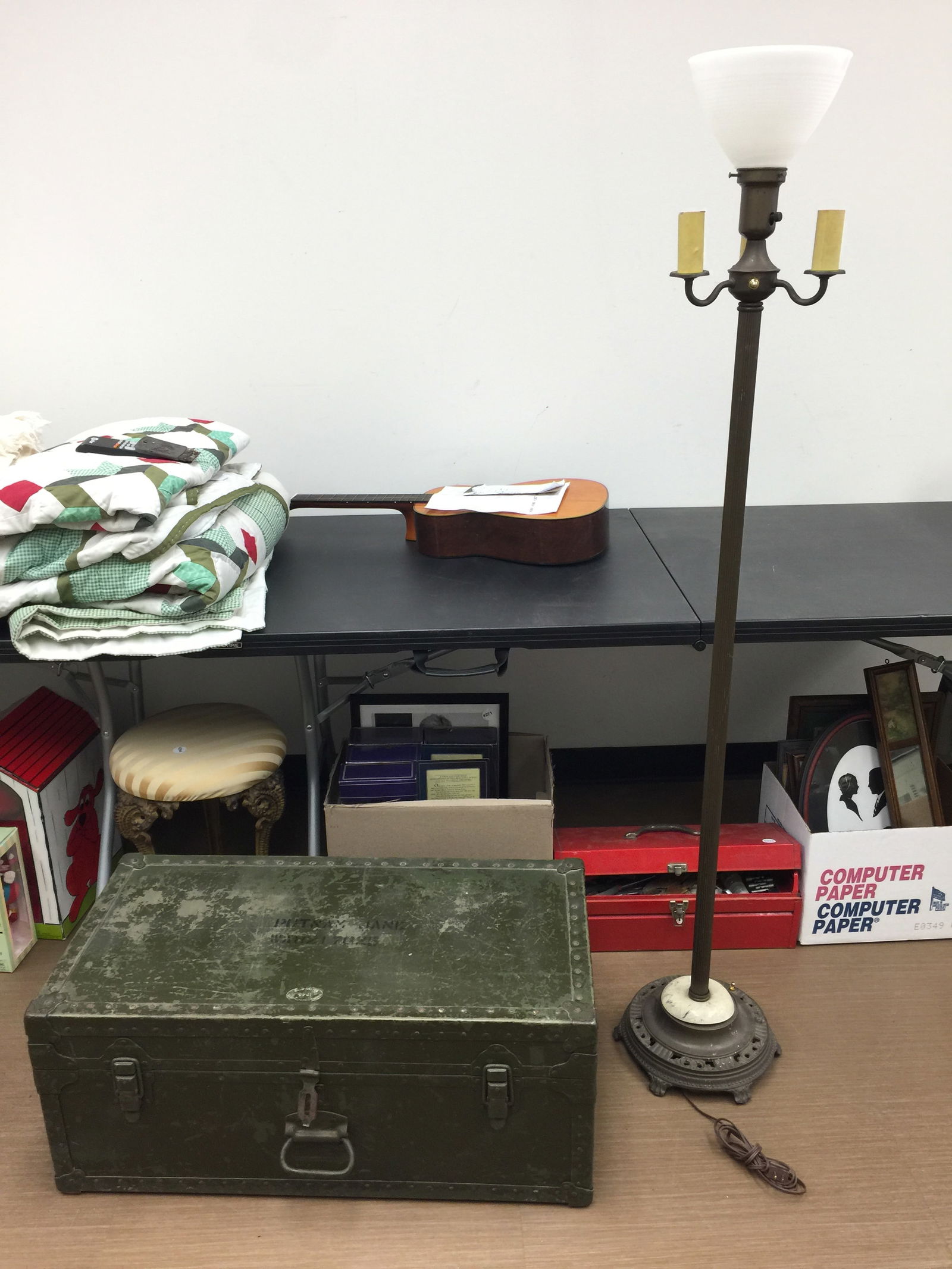 Vintage Floor Lamp & Army Trunk (1 of 5)