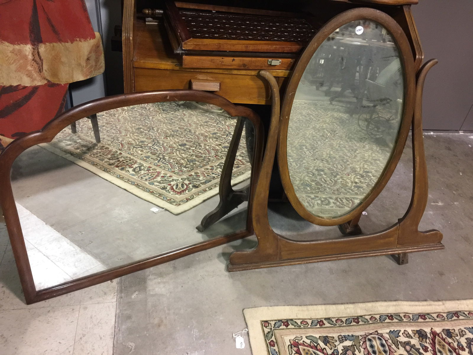 2 Antique Mirrors: Largest 41"
