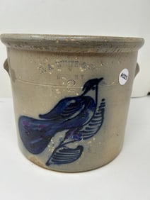 White & Company Blue Decorated Crock