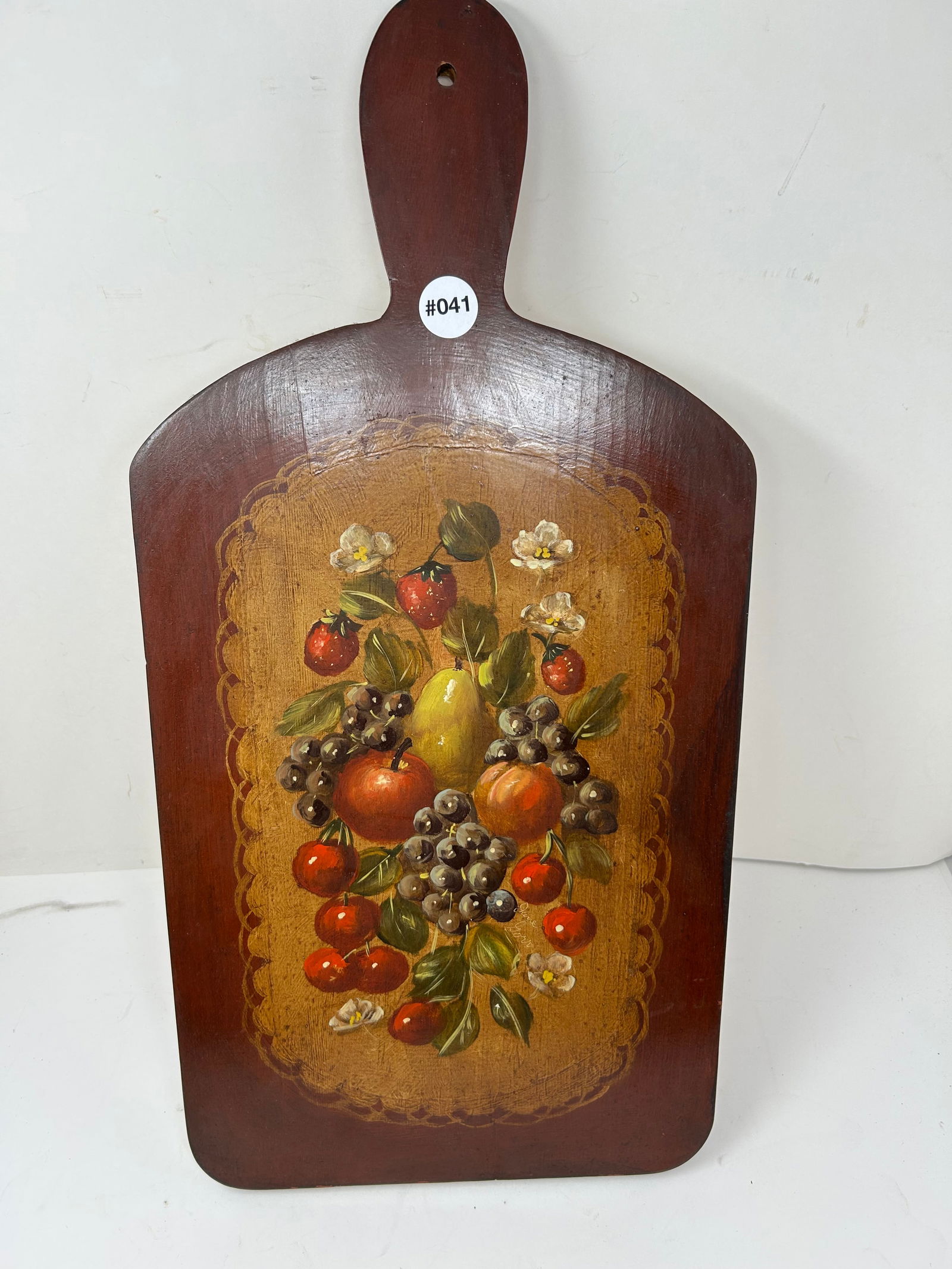 Decorated Cutting Board: 22" x 11". Hand painted & artist signed.