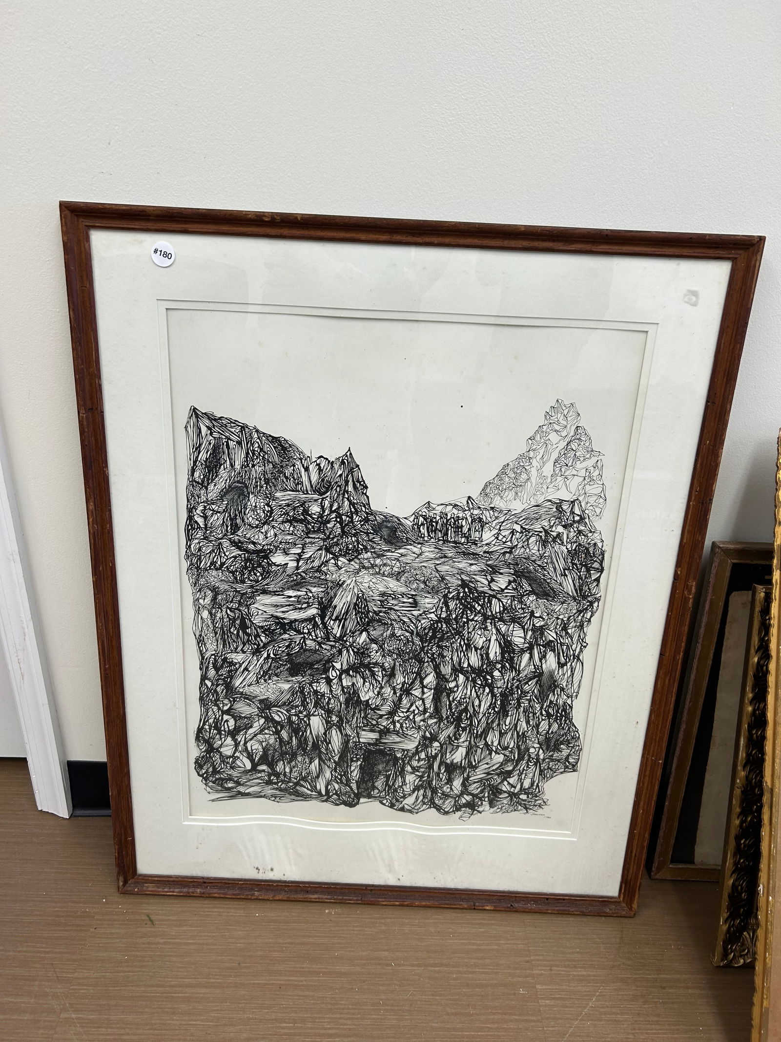 Jamieson Pen and Ink: frame is 30" x 37", exposed is 22" x 29", SLR and dated 1960