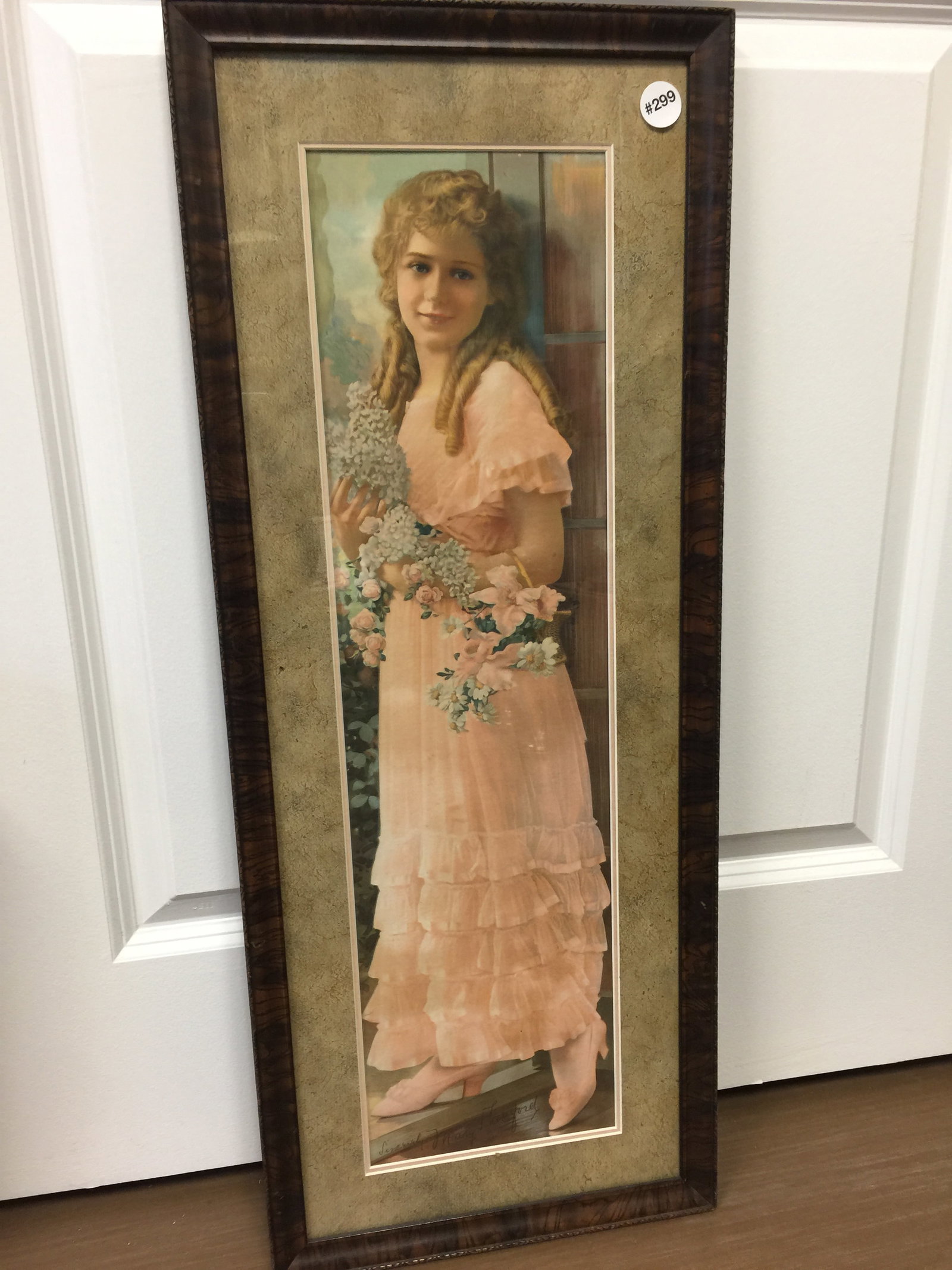 Antique Mary Pickford Print/Litho: antique frame is 13" x 32", exposed is 8" x 27", SLR Mary Pickford