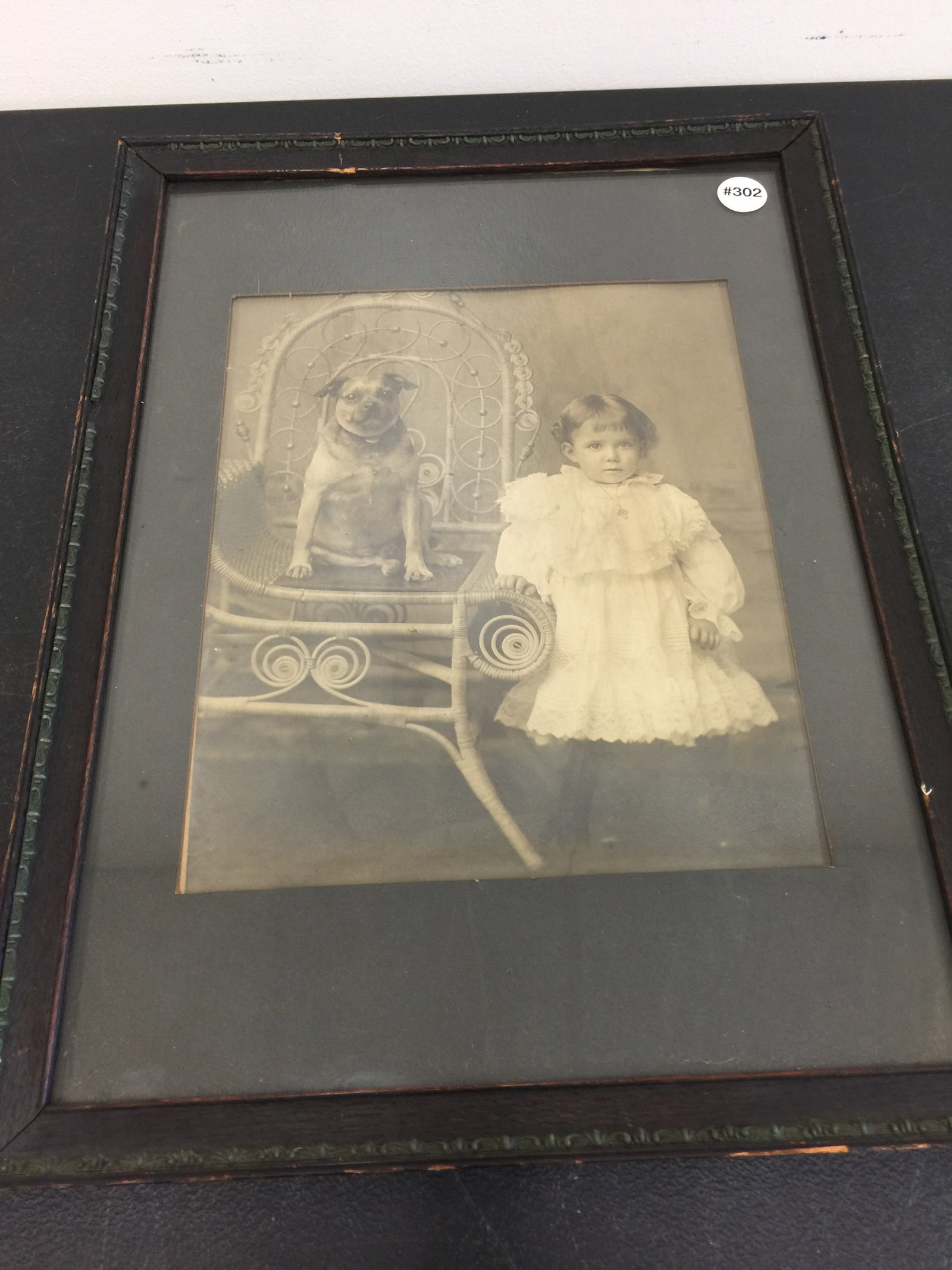 Antique Dog and Child Print: frame is 15" x 20", exposed is 10" x 15",