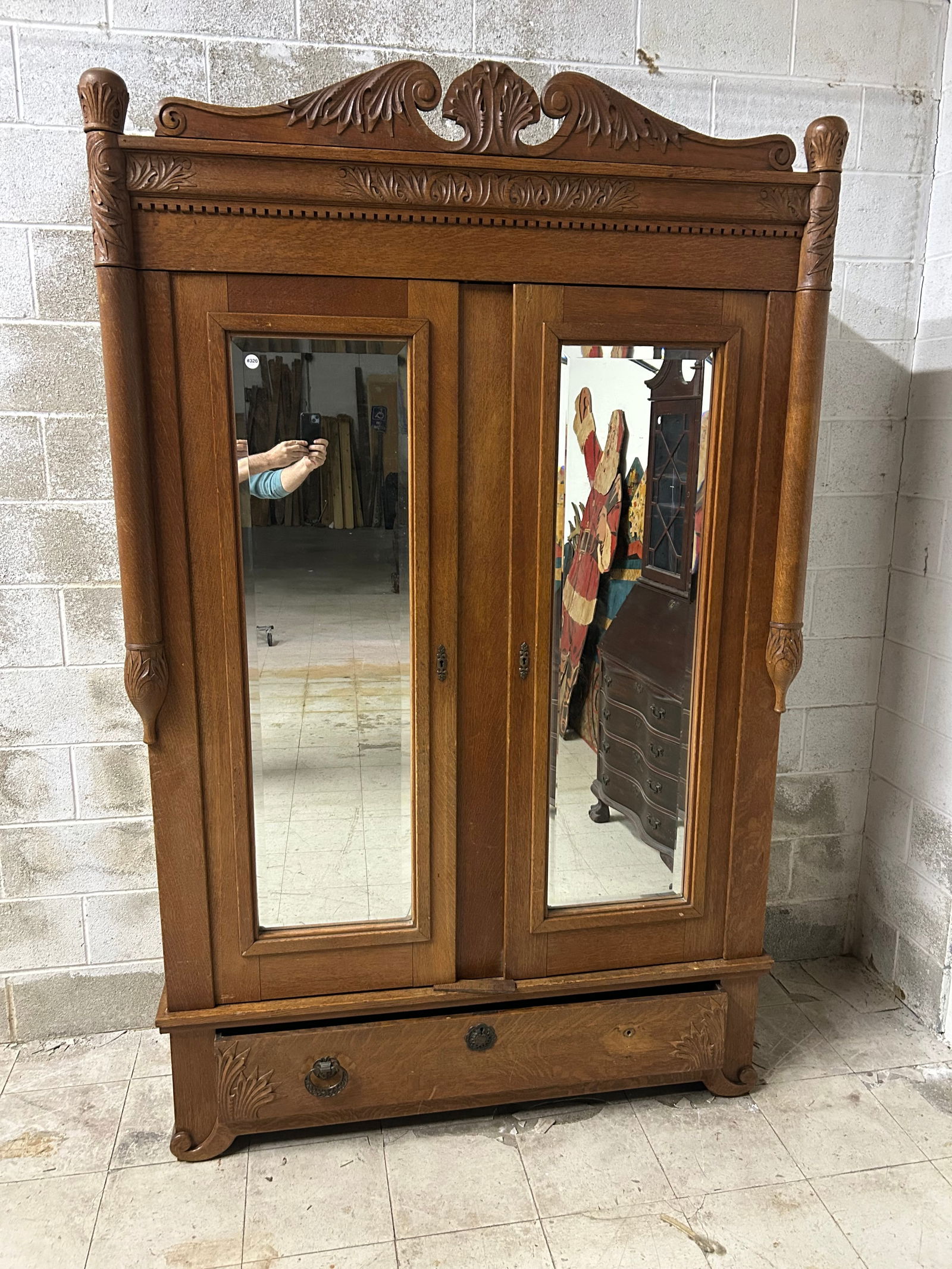 Antique Oak Wardrobe (1 of 10)