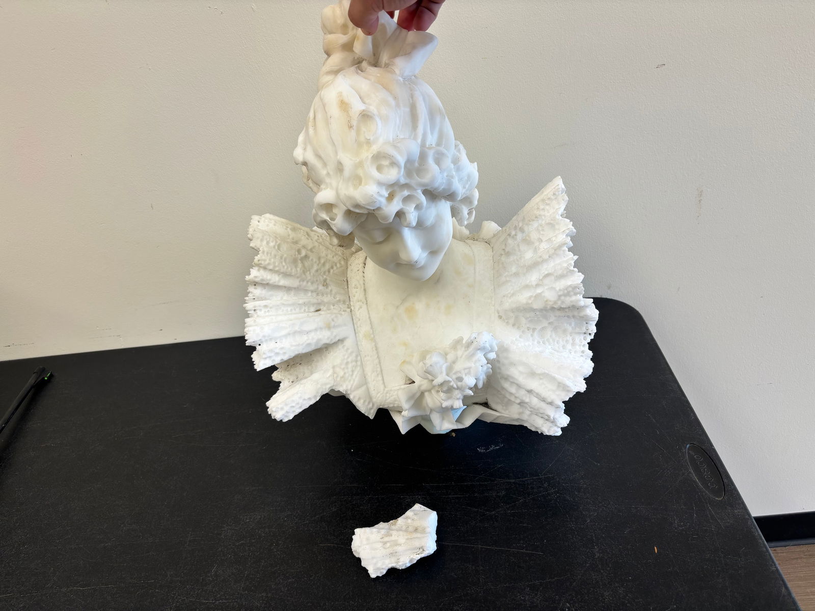 Signed Italian Carved Alabaster Bust (1 of 6)