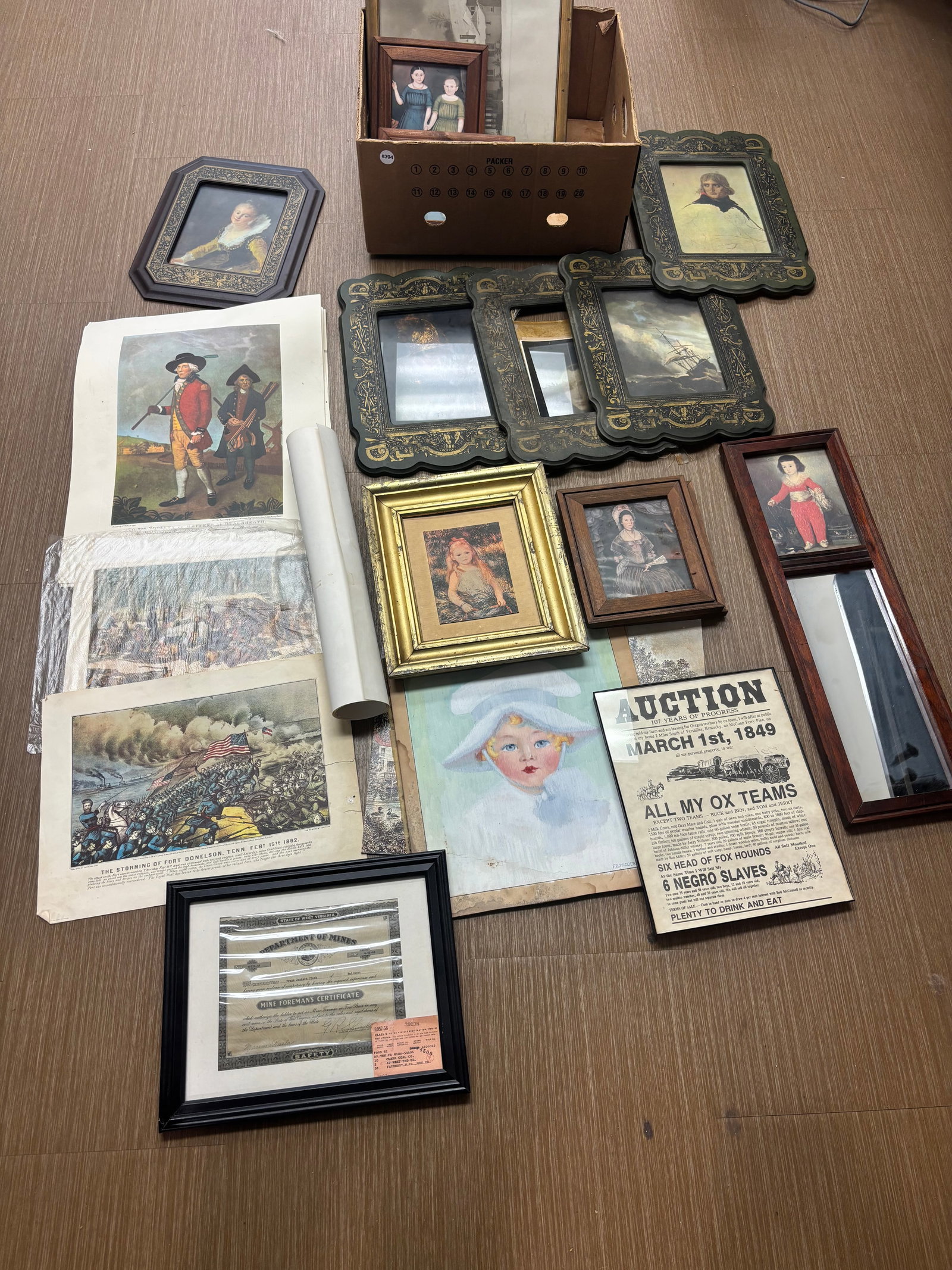 Box Lot of Framed Goods: prints, frames, plus.