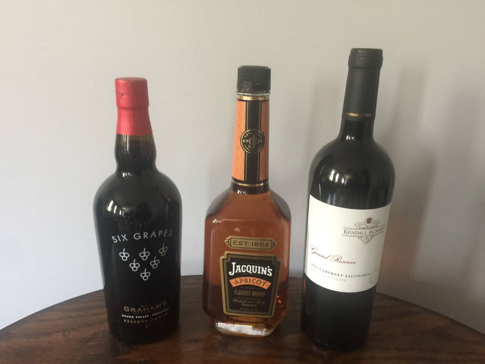 Estate Alcohol: Includes two bottles of wine and an apricot brandy.