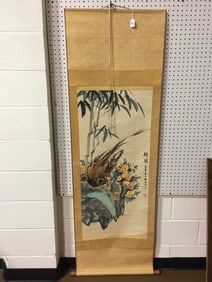 Signed Japanese Scroll on Silk