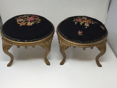 Pair of Needlepoint Stools
