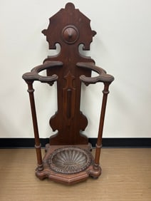 Carved Walnut Victorian Umbrella Holder