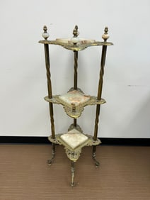 (3) Tier Brass and Marble Stand