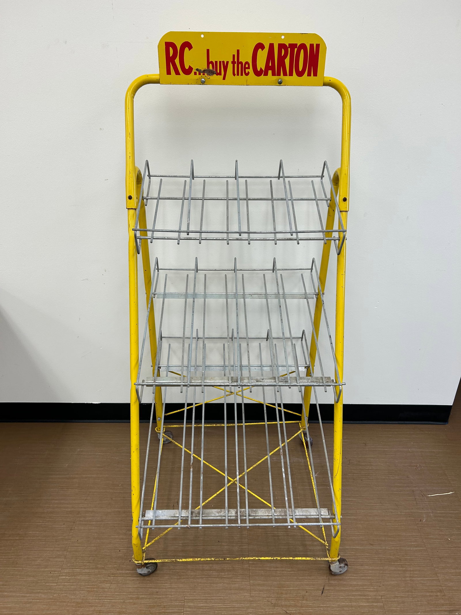 Vintage RC Cola Rack: 60" x 26" x 26", all metal