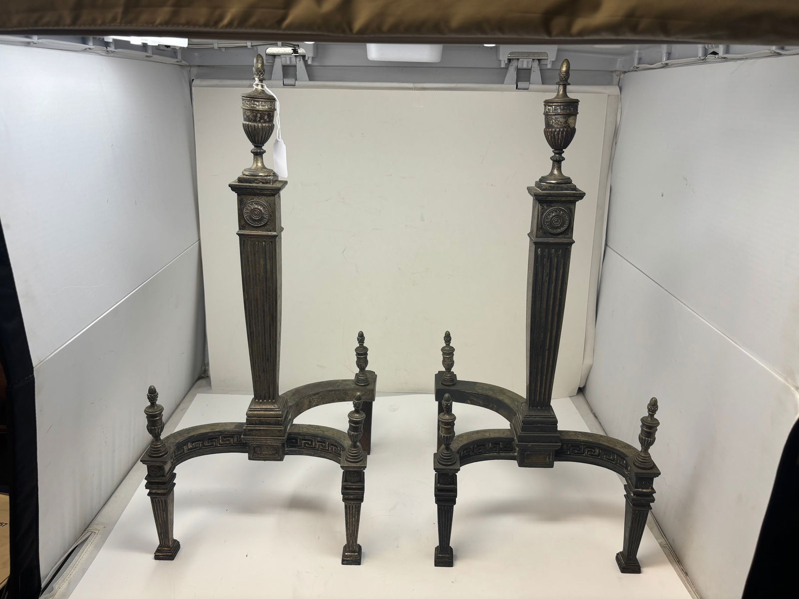 Pair Neoclassical Style Andirons (1 of 4)